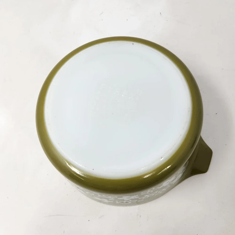 Vintage Pyrex 473-B Spring Blossom Green Crazy Daisy 1 Qt Casserole Dish Lid